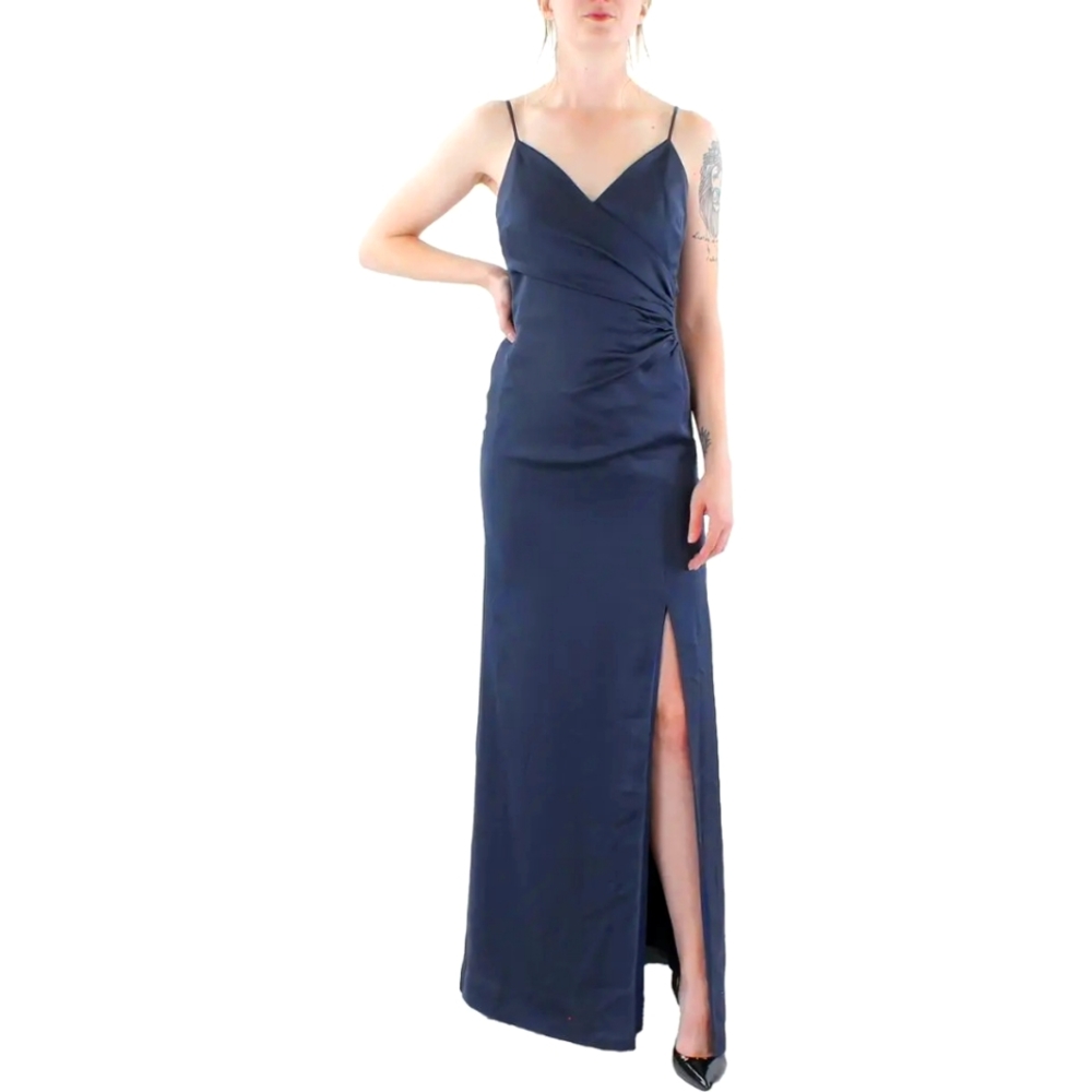 AQUA  Womens Tie Back Split Hem Maxi Dress